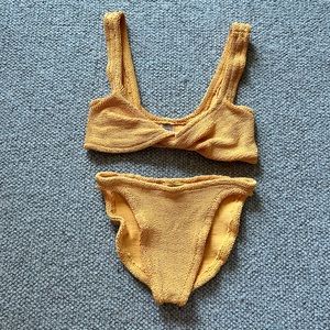 Hunza G twist top bikini and bottoms
